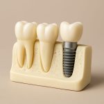 Image of a dentist in sterile surgical environment placing a dental implant into a patient's jawbone. No text on image.